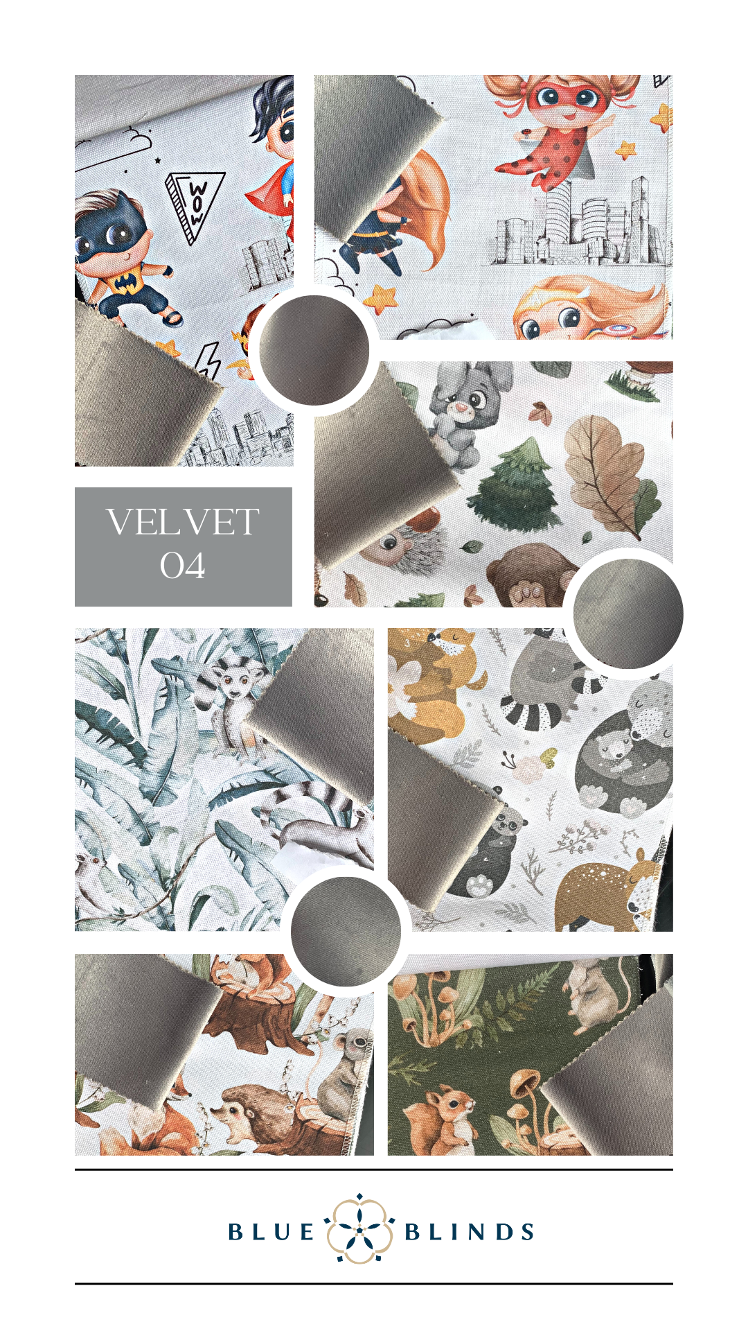 Roleta rzymska bawełniana print z kokardami velvet