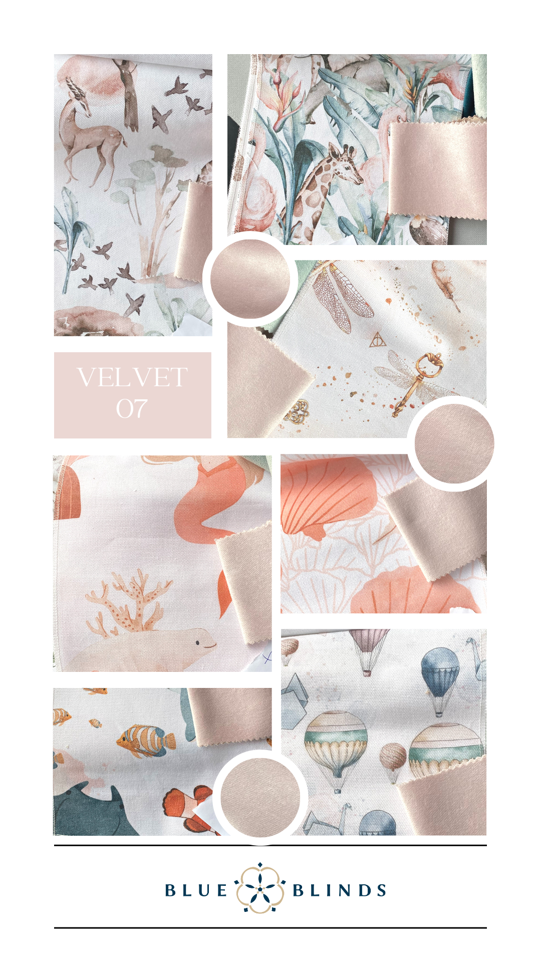 Roleta rzymska bawełniana print z kokardami velvet