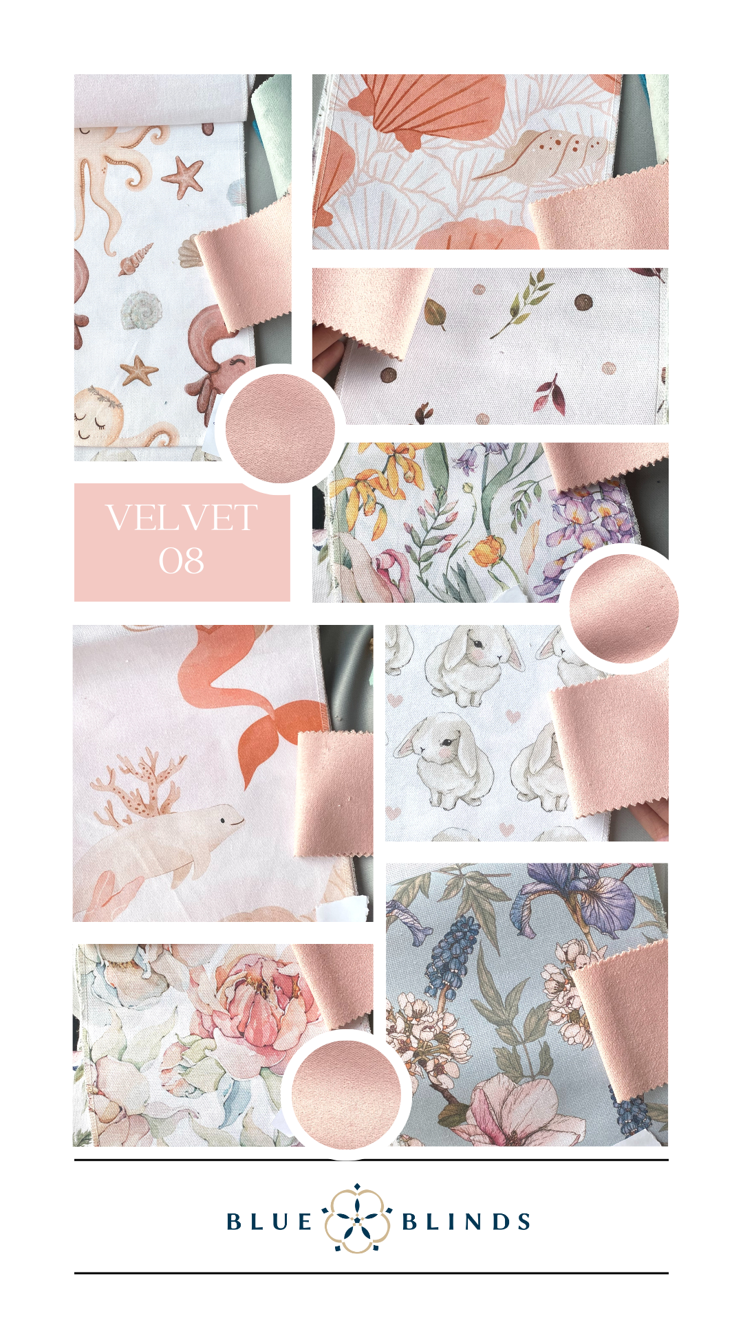 Roleta rzymska bawełniana print z kokardami velvet