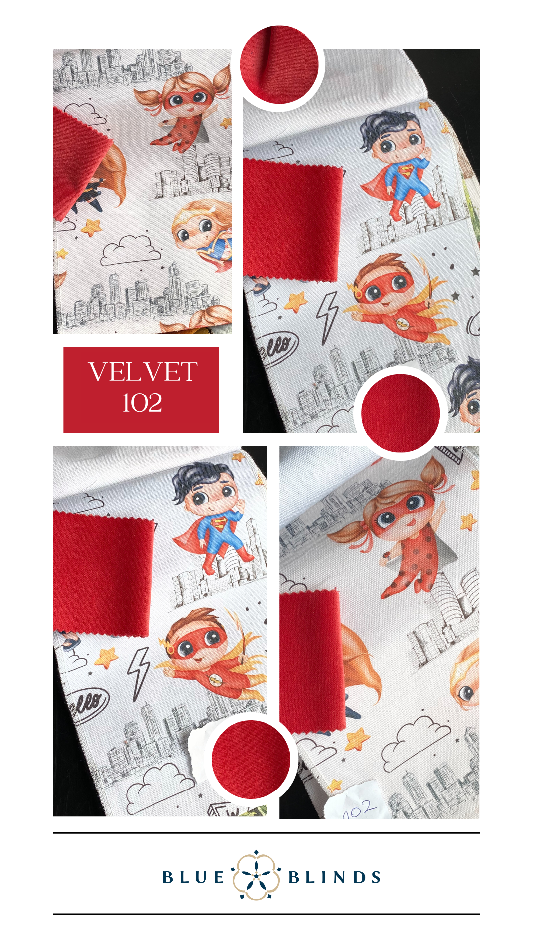 Roleta rzymska bawełniana print z kokardami velvet