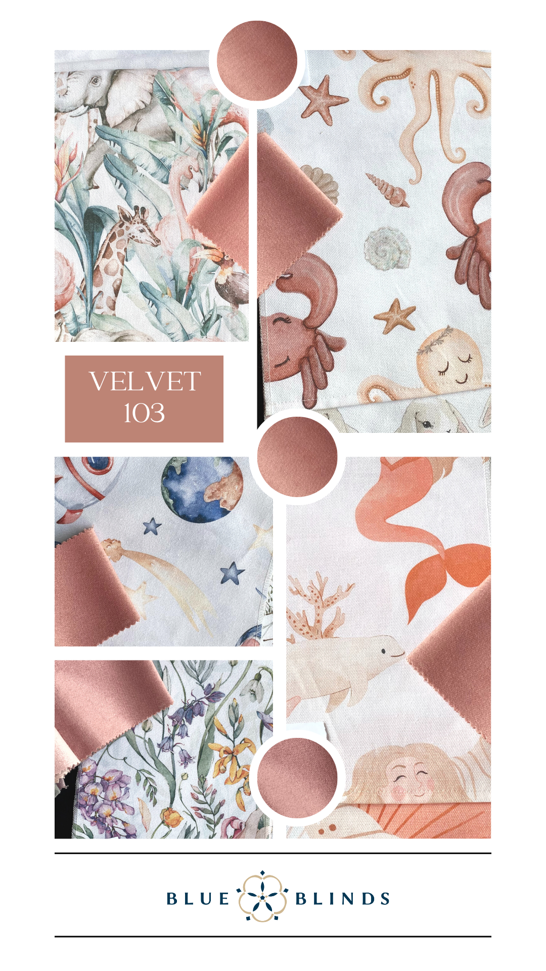 Roleta rzymska bawełniana print z kokardami velvet