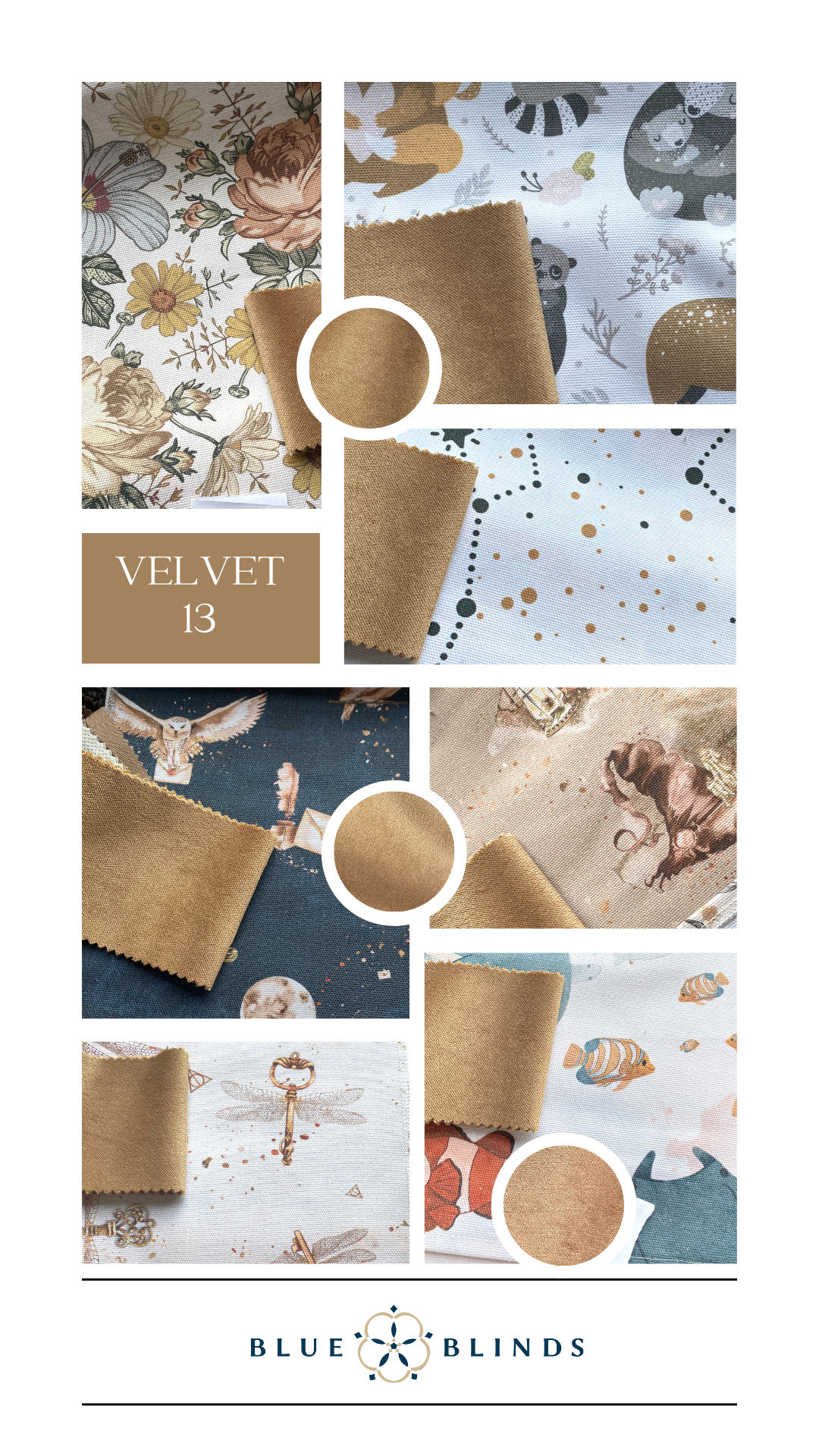 Roleta rzymska bawełniana print z kokardami velvet