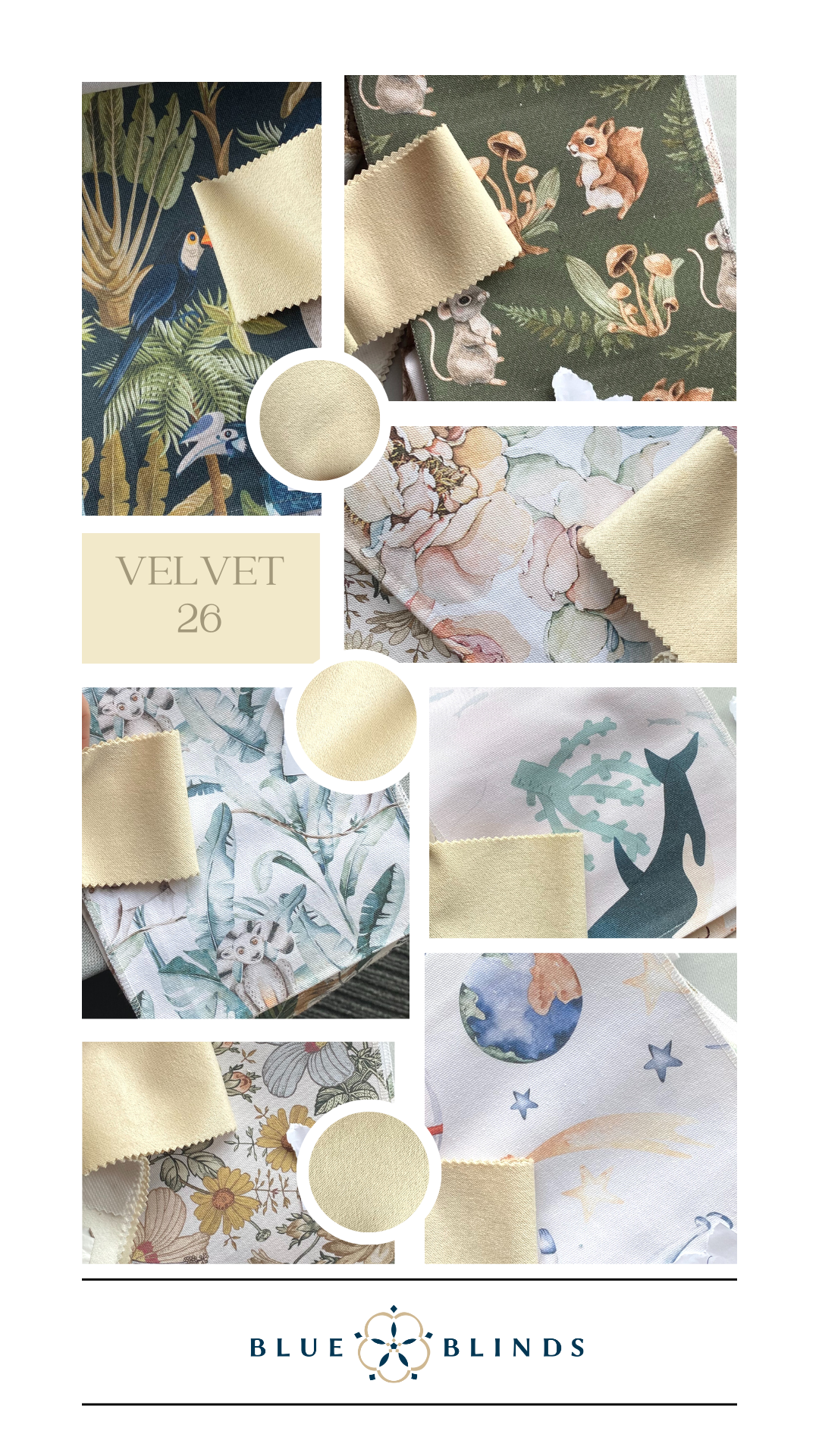 Roleta rzymska bawełniana print z kokardami velvet