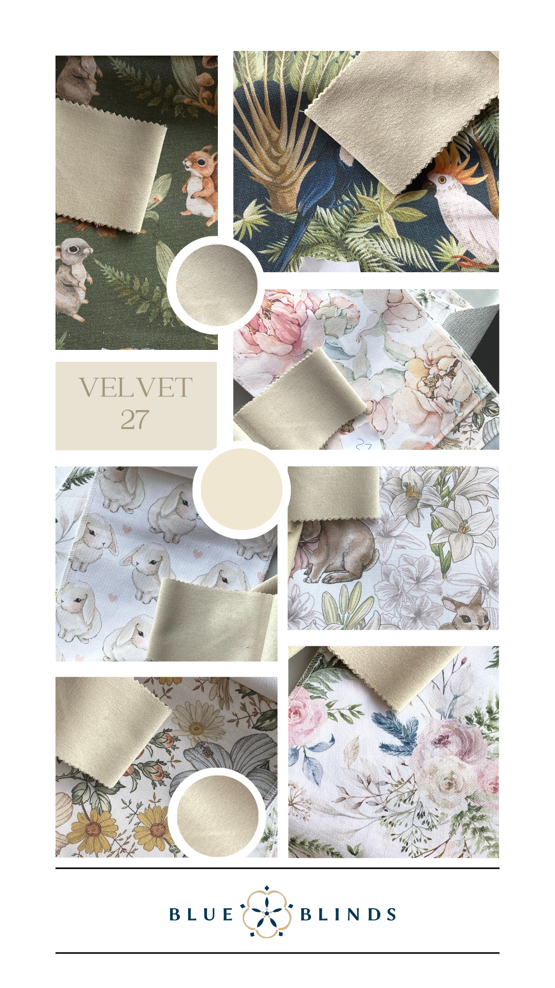 Roleta rzymska bawełniana print z kokardami velvet