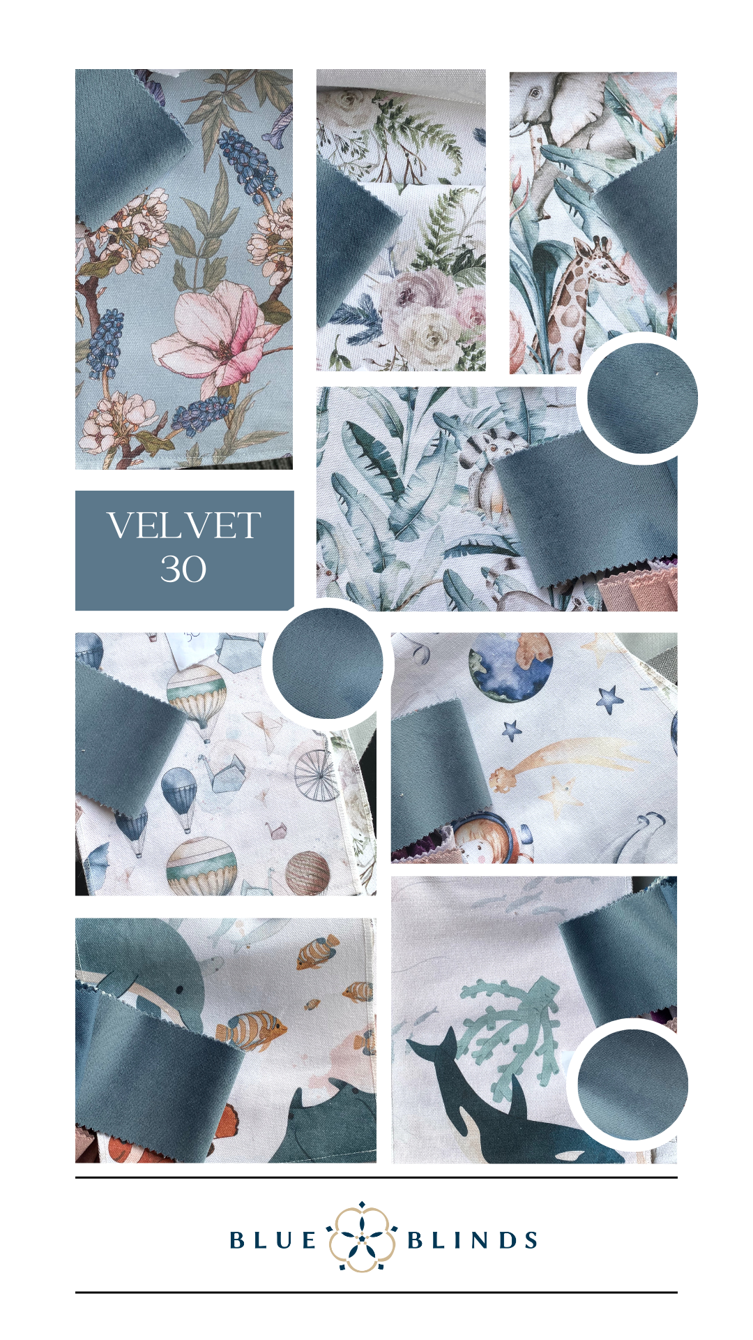 Roleta rzymska bawełniana print z kokardami velvet