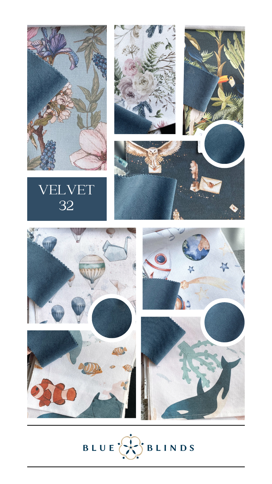 Roleta rzymska bawełniana print z kokardami velvet